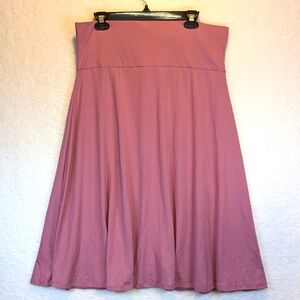 Doublju Mauve Stretchy Midi A-Line Circle Skirt